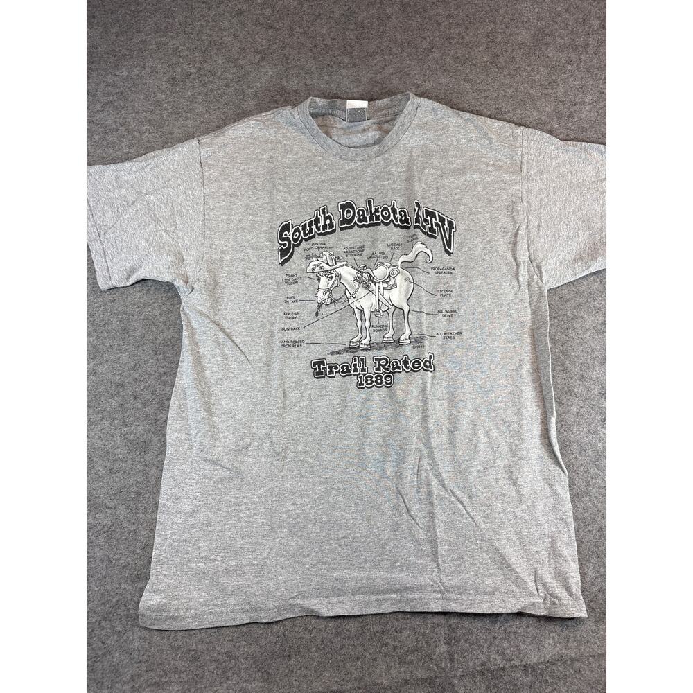 VINTAGE South Dakota ATV Trail Rated Shirt Mens XL Gray Graphic Retro Tee 80s